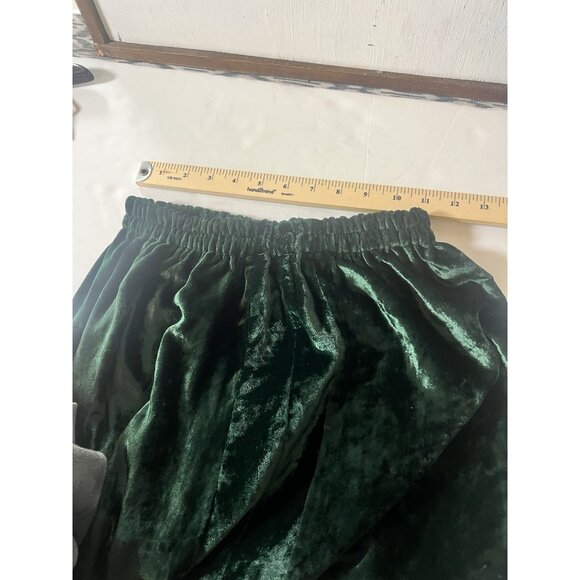 OOAK Green Velvet Hippie Flare Bell Ruffle Womens Pants Whimsigoth Fairy M/ L - Picture 7 of 9
